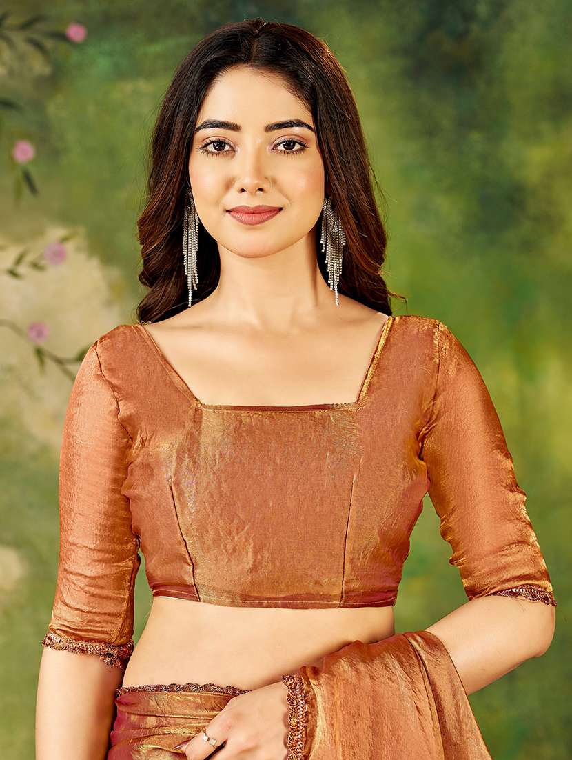 women solid plain saree with blouse - 22376691 -  Standard Image - 3