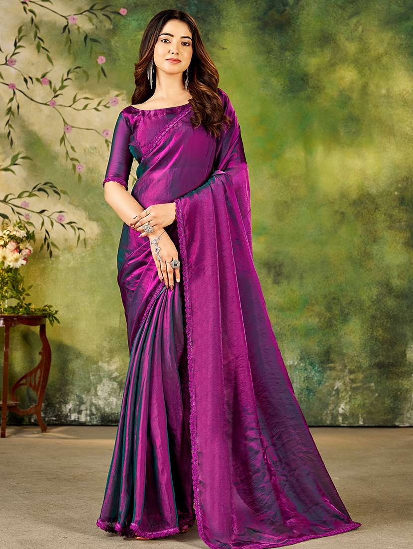 women solid plain saree with blouse