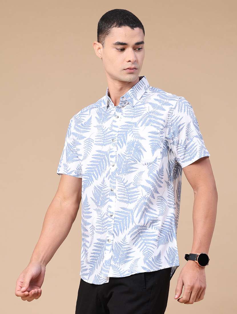 men printed short sleeve regular fit casual shirt - 22376788 -  Standard Image - 3