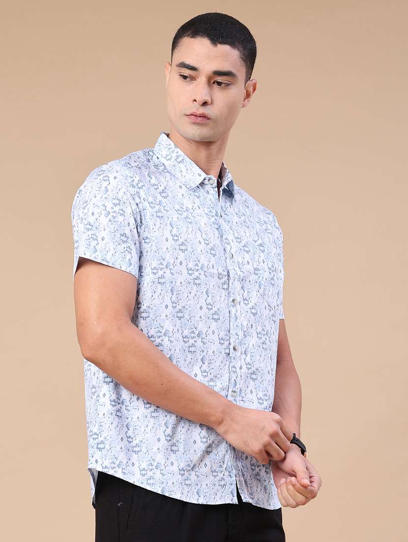 men printed short sleeve regular fit casual shirt - 22376793 -  Standard Image - 3
