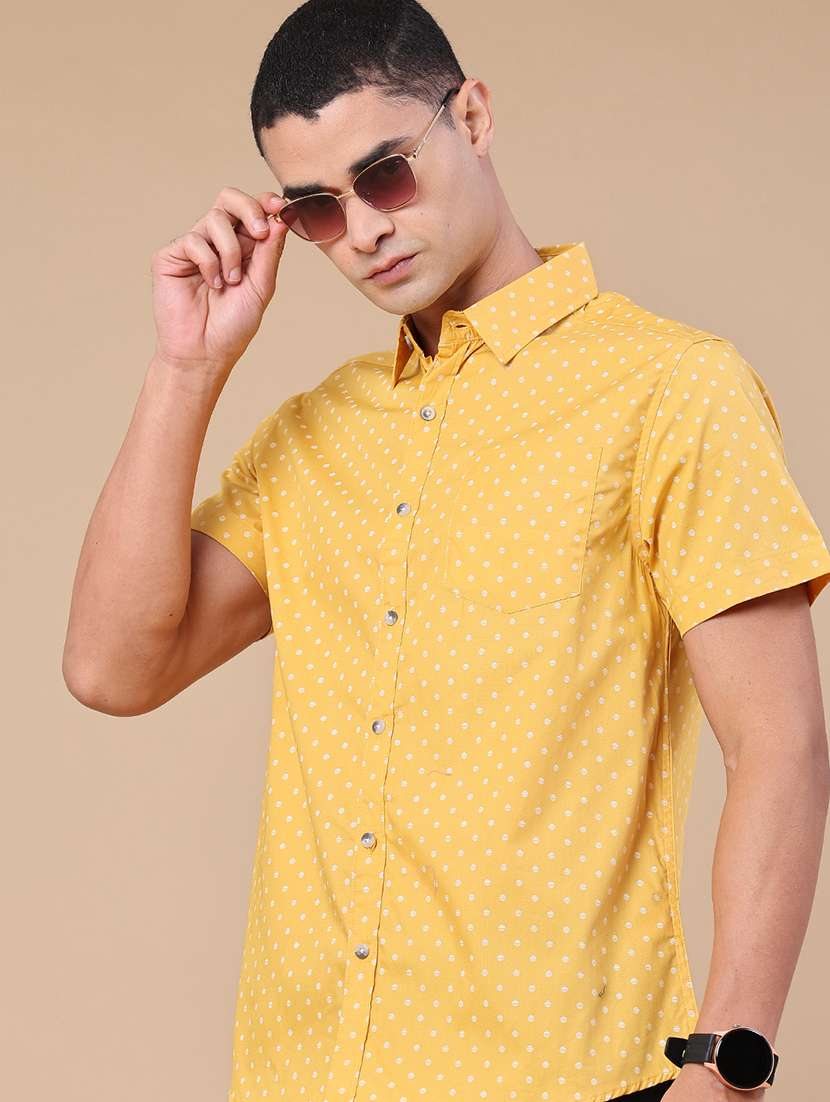 men printed short sleeve regular fit casual shirt