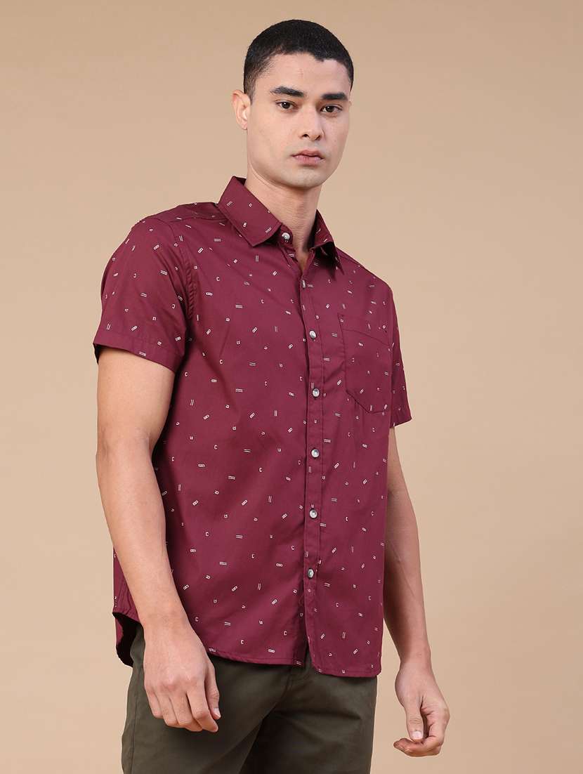 men printed short sleeve regular fit casual shirt - 22376796 -  Standard Image - 3