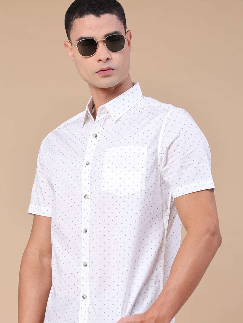 men printed short sleeve regular fit casual shirt
