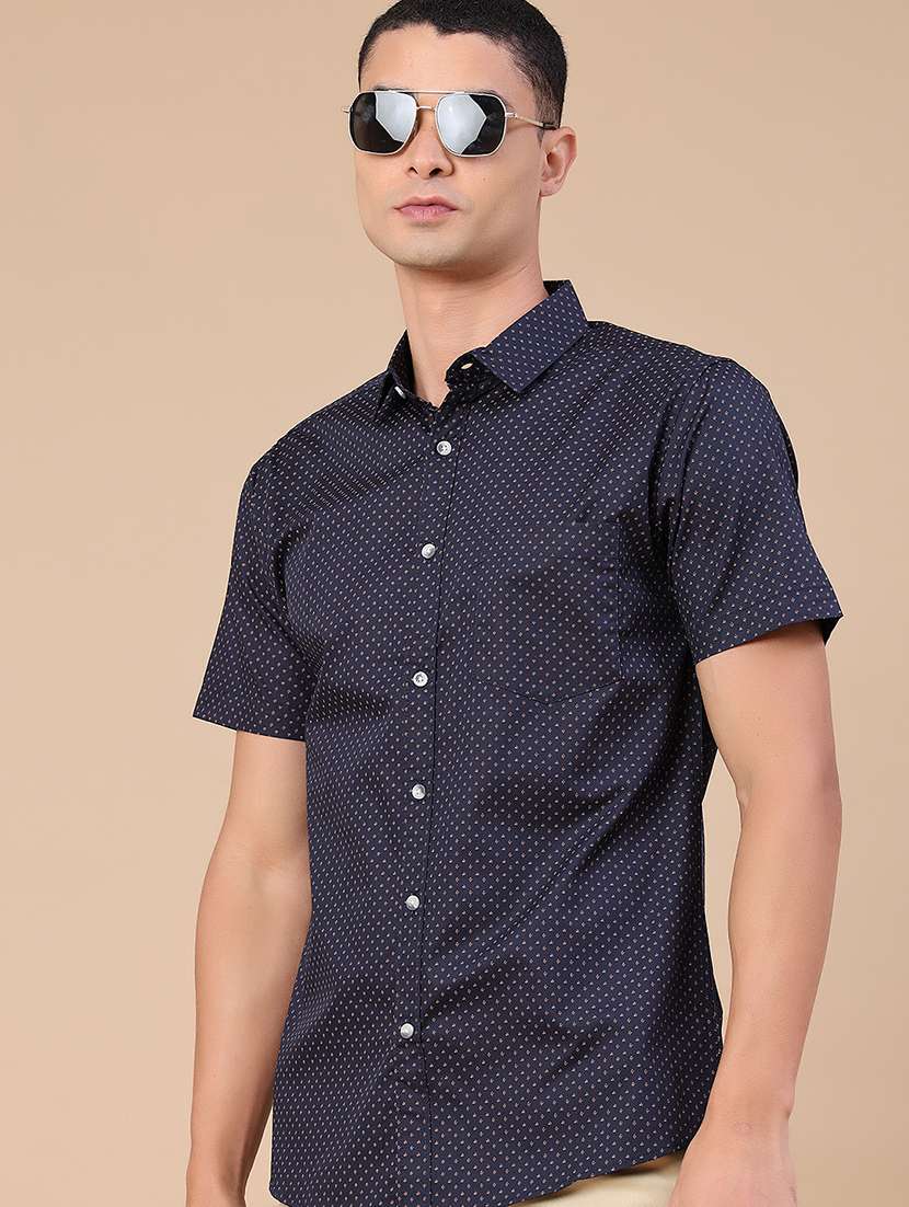 men printed short sleeve regular fit casual shirt