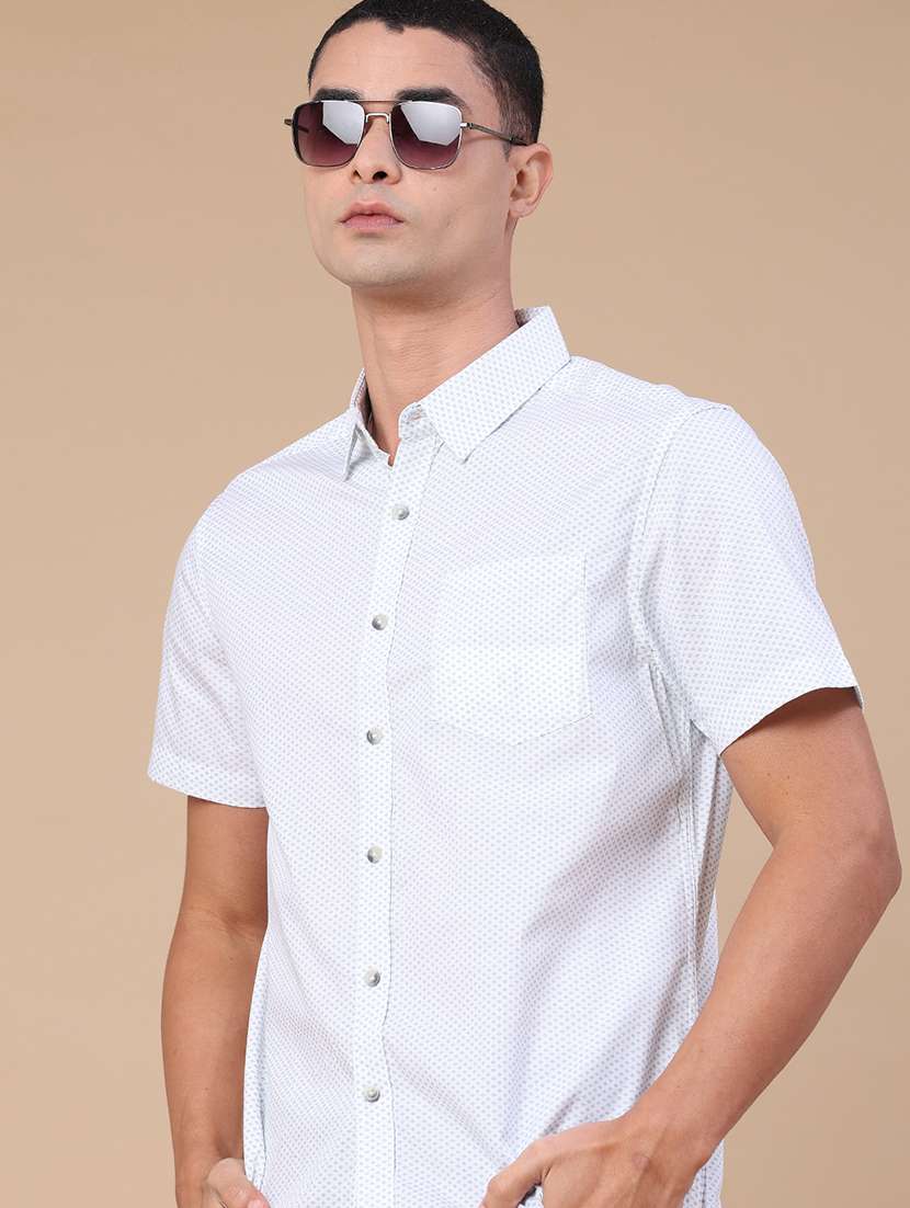 men printed short sleeve regular fit casual shirt