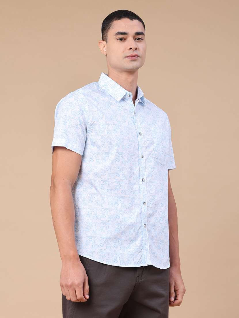 men printed short sleeve regular fit casual shirt - 22376800 -  Standard Image - 3