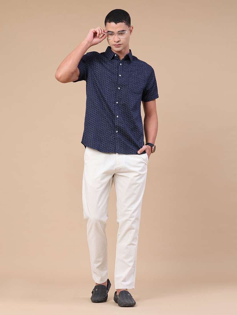 men printed short sleeve slim fit casual shirt - 22376801 -  Standard Image - 5