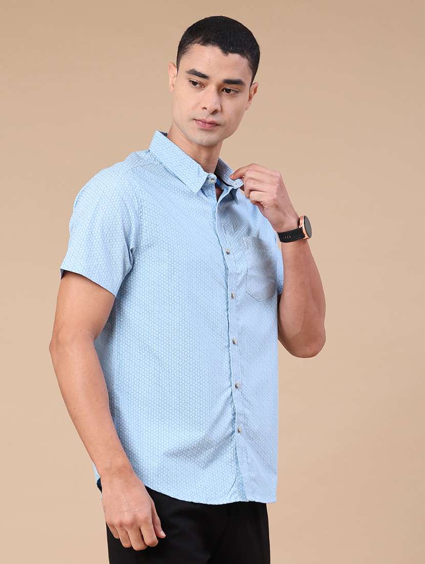 men printed short sleeve regular fit casual shirt - 22376803 -  Standard Image - 3