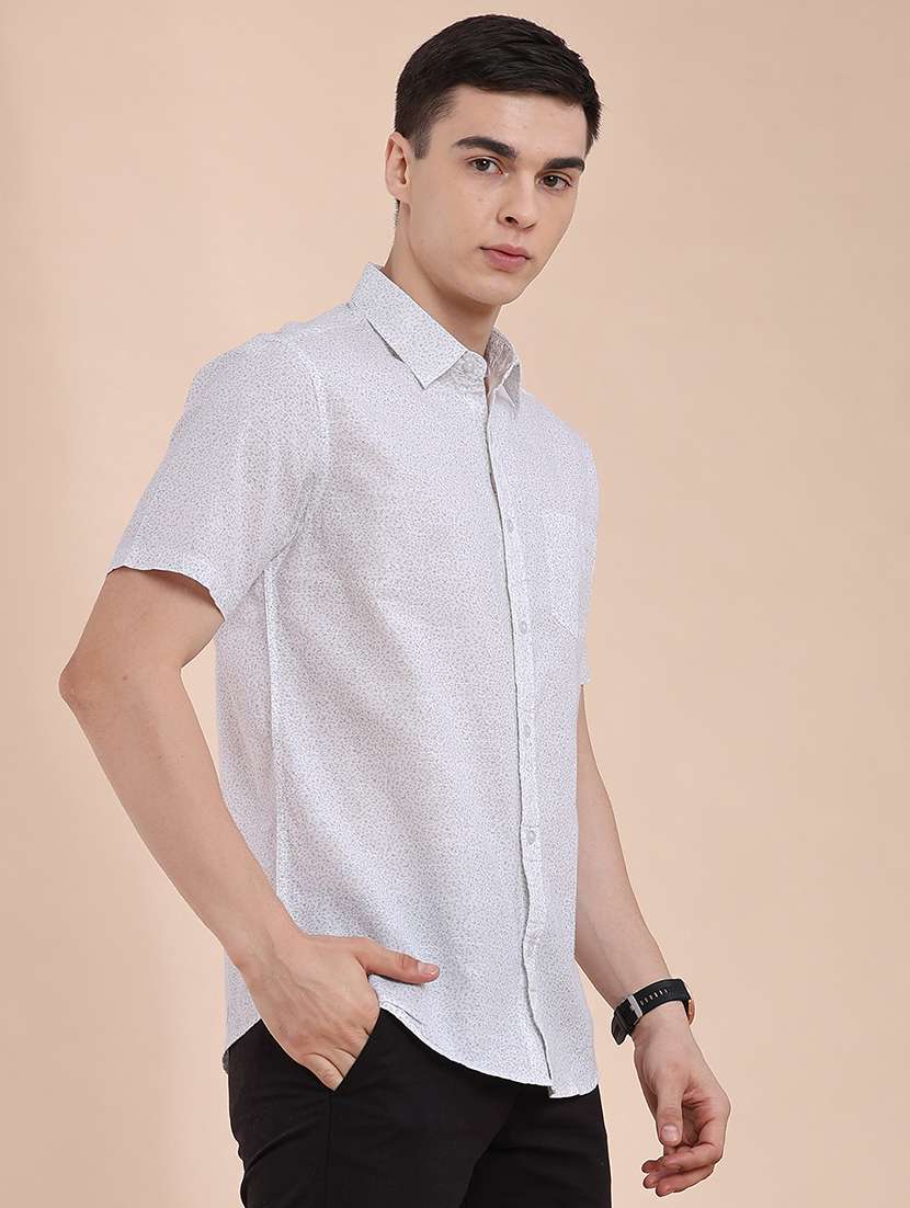 men printed short sleeve slim fit casual shirt - 22376806 -  Standard Image - 3