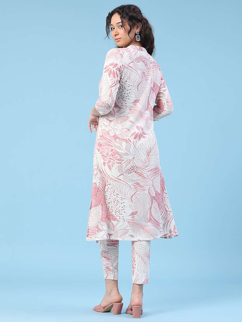 women printed mandarin neck ethnic co-ord set - 22376865 -  Standard Image - 3