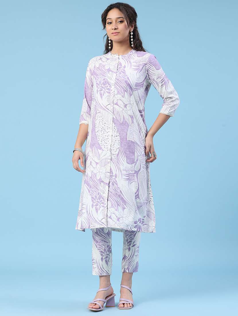 women printed three quarter sleeves ethnic co-ord set - 22376867 -  Standard Image - 3