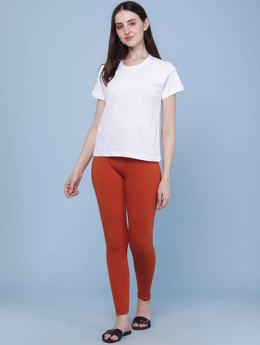 women solid mid rise leggings - 22376932 -  Standard Image - 5