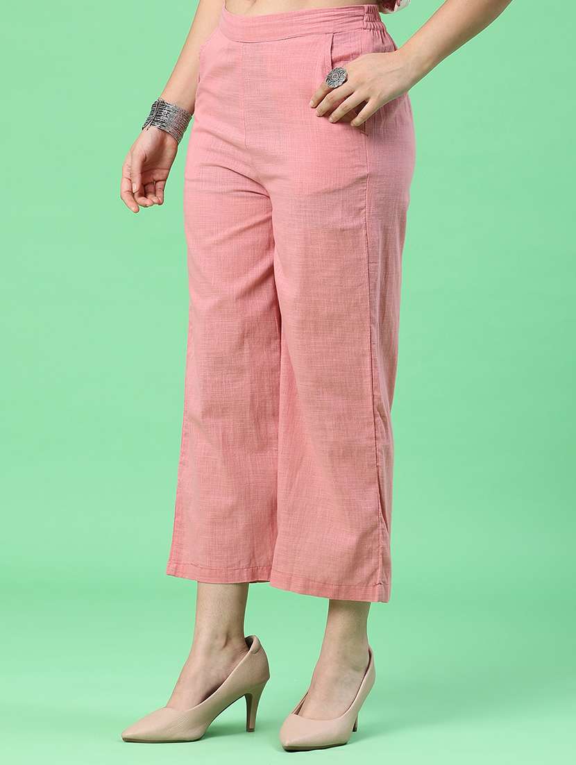 women solid mid rise straight pant - 22376946 -  Standard Image - 3