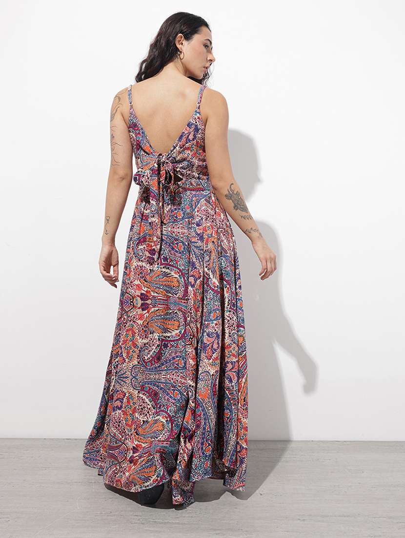 women printed shoulder strap fit & flared dress - 22376963 -  Standard Image - 3