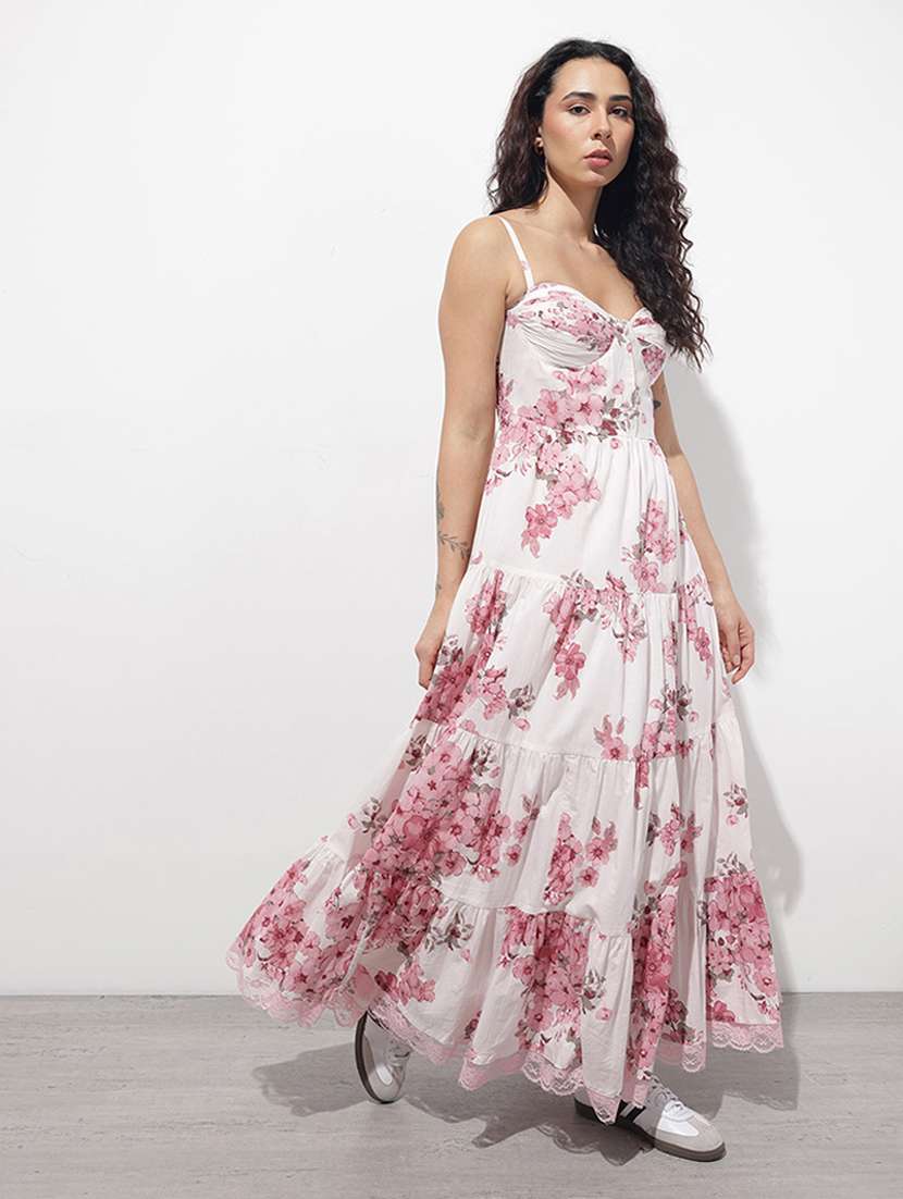 Women Printed Shoulder Strap Tiered Dress - 22376964 -  Standard Image - 3