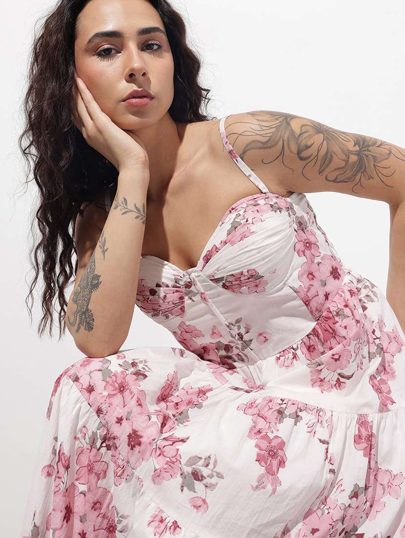 Women Printed Shoulder Strap Tiered Dress - 22376964 -  Standard Image - 5