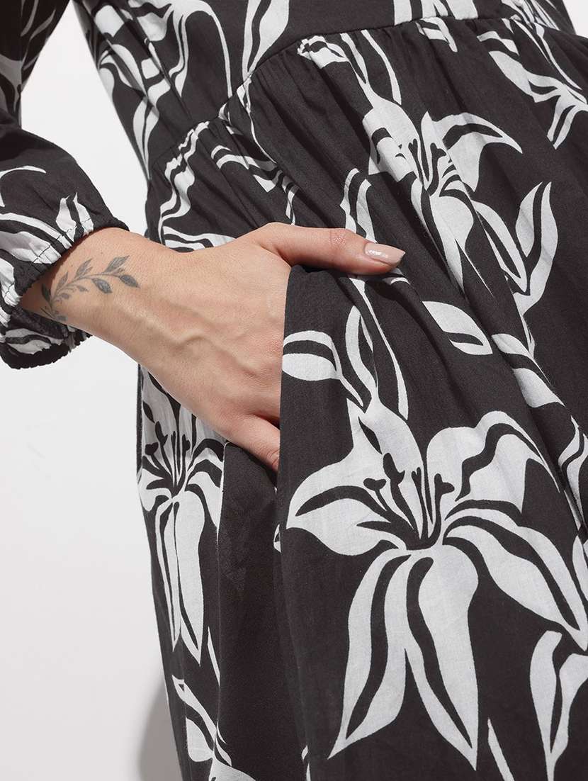 Women Printed Long Sleeve Tiered Dress - 22376970 -  Standard Image - 5