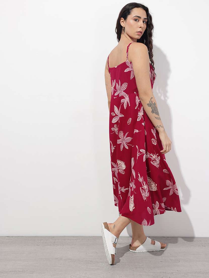 women printed shoulder strap fit & flared dress - 22376980 -  Standard Image - 3