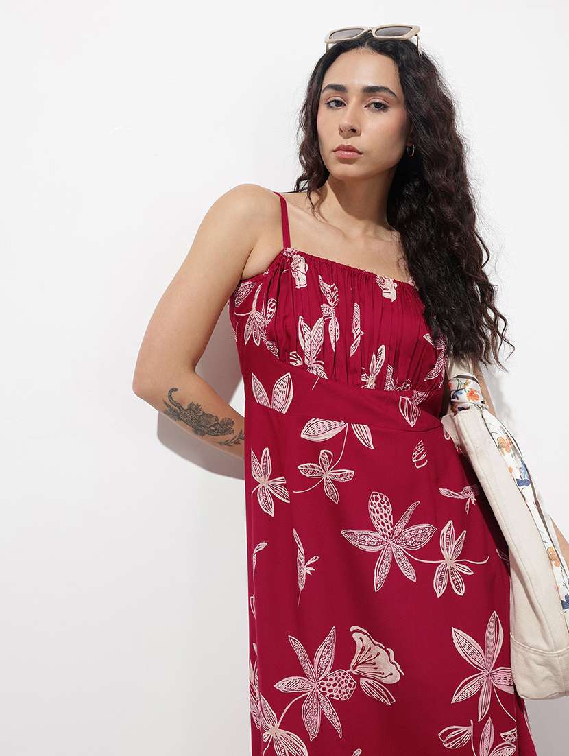 women printed shoulder strap fit & flared dress - 22376980 -  Standard Image - 5