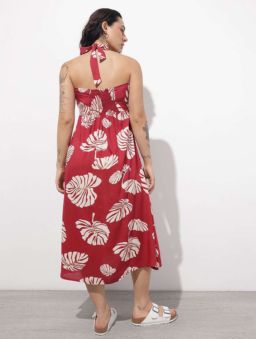 women printed shoulder strap fit & flared dress - 22376981 -  Standard Image - 3