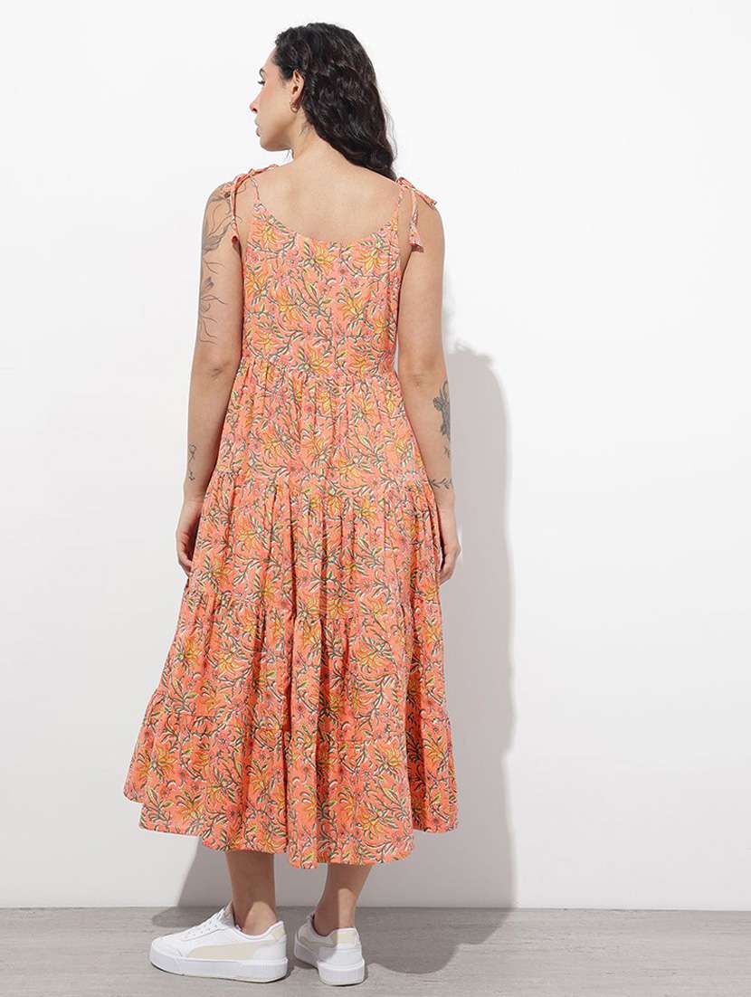 women printed shoulder strap tiered dress - 22376984 -  Standard Image - 3