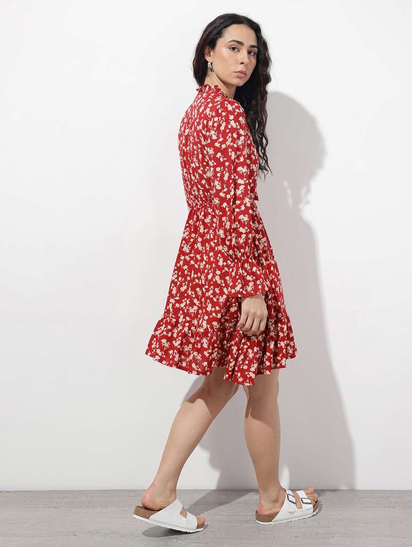 women floral print long sleeve tiered dress - 22376987 -  Standard Image - 3
