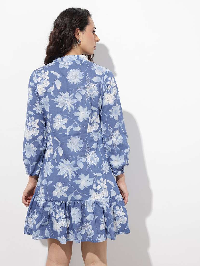 women printed puff sleeve tiered dress - 22376989 -  Standard Image - 3