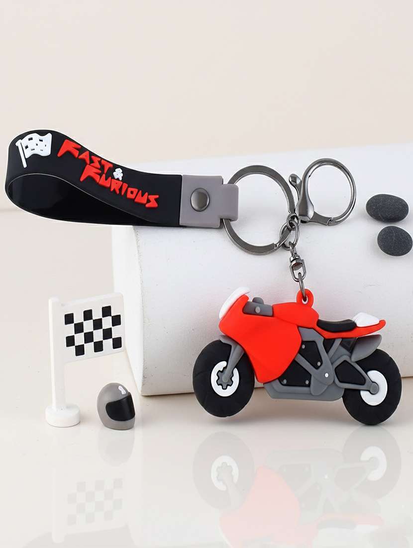 red motorcycle rubber fast furious keychain