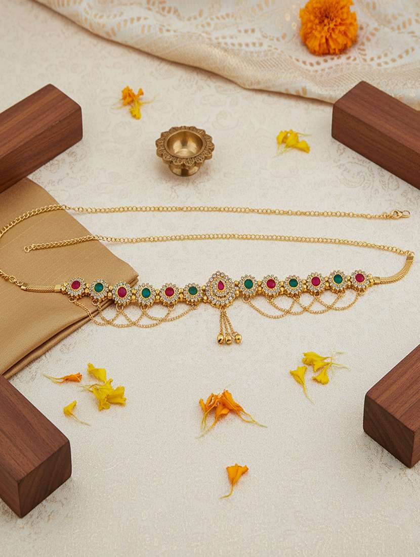 brass gold plated imitation diamond waistbelt