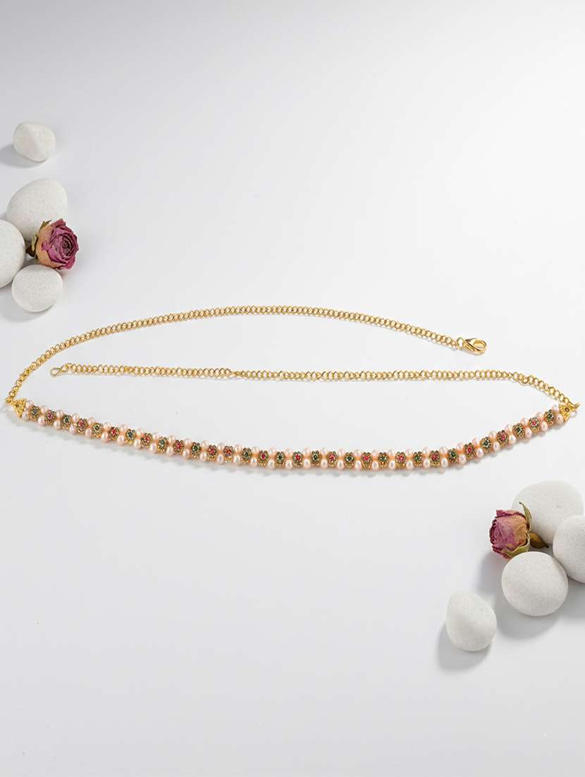 brass gold plated imitation diamond waistbelt