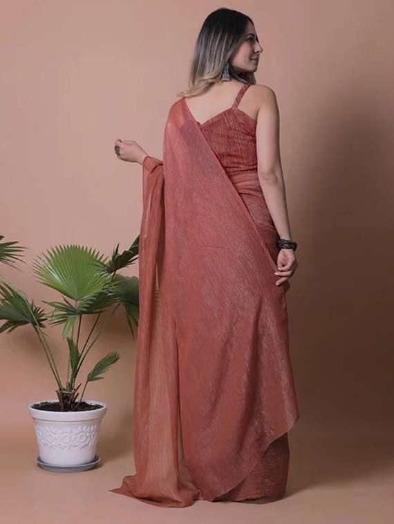 women solid plain saree with blouse - 22377140 -  Standard Image - 3
