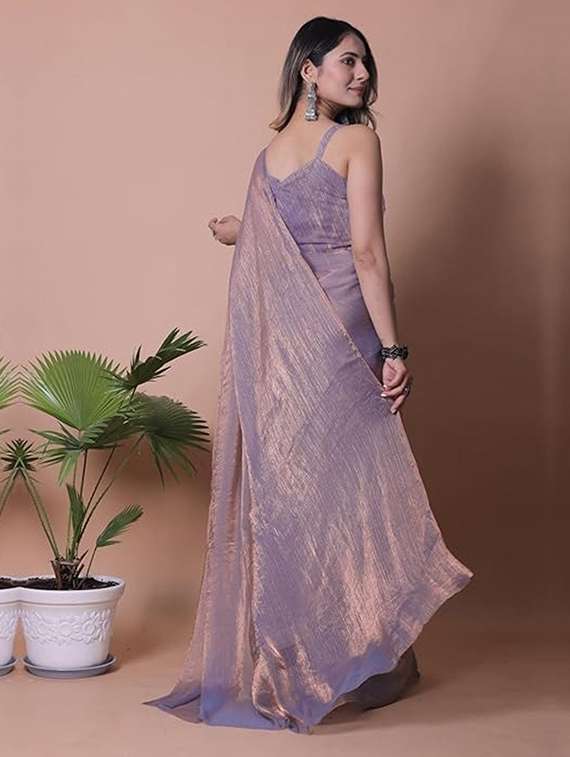 women solid plain saree with blouse - 22377141 -  Standard Image - 3