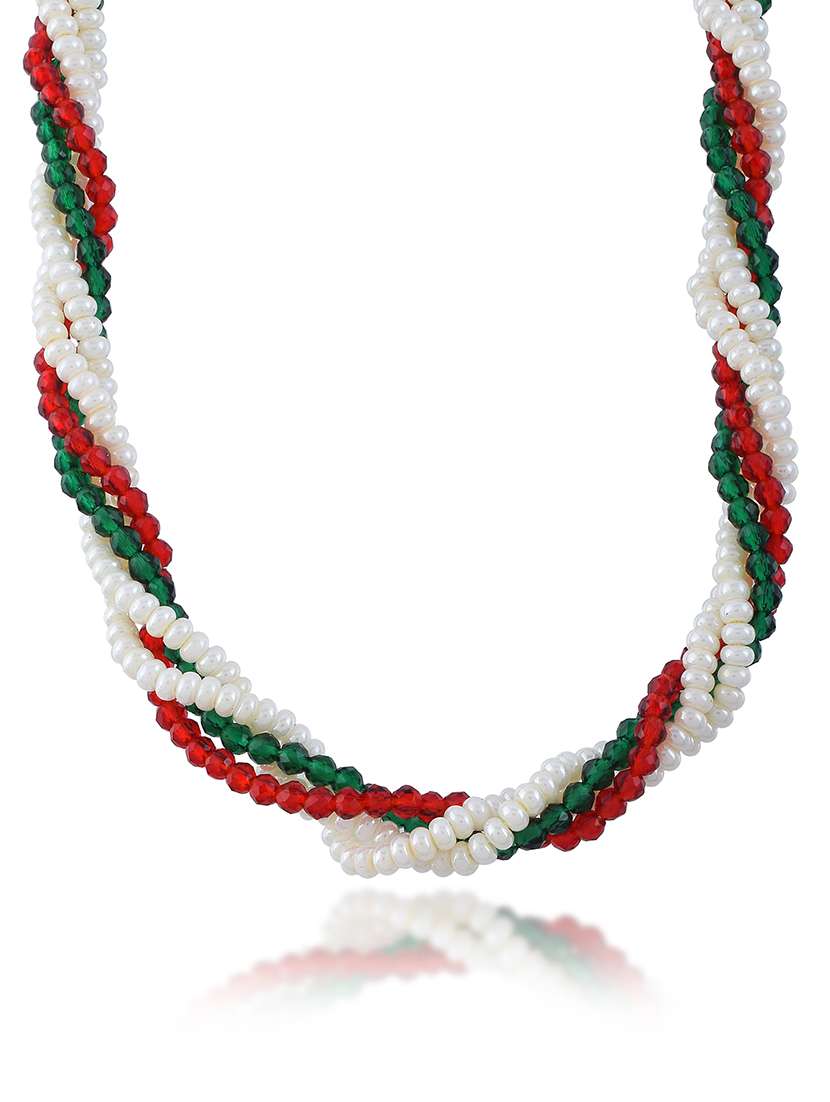 natural pearl ruby emerald beaded necklace for women - 22377226 -  Standard Image - 3