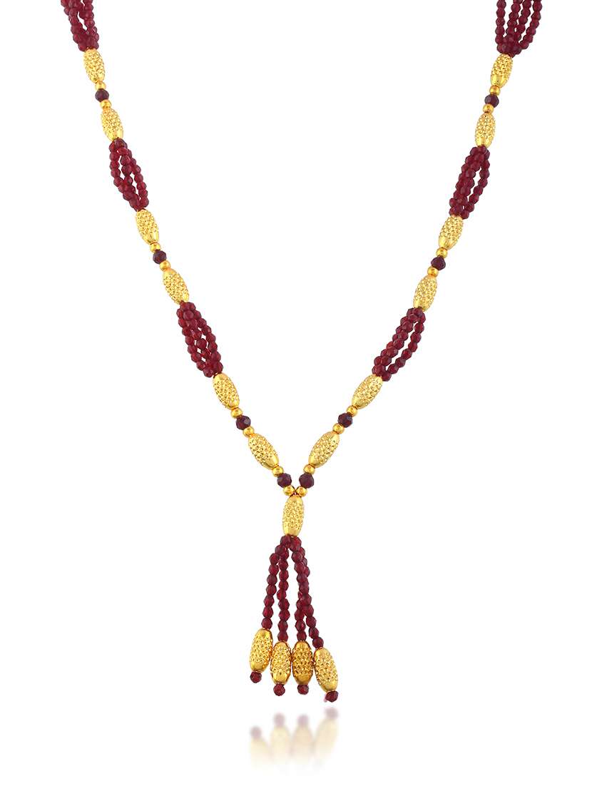 brass gold beads natural ruby necklace for women  - 22377308 -  Standard Image - 3