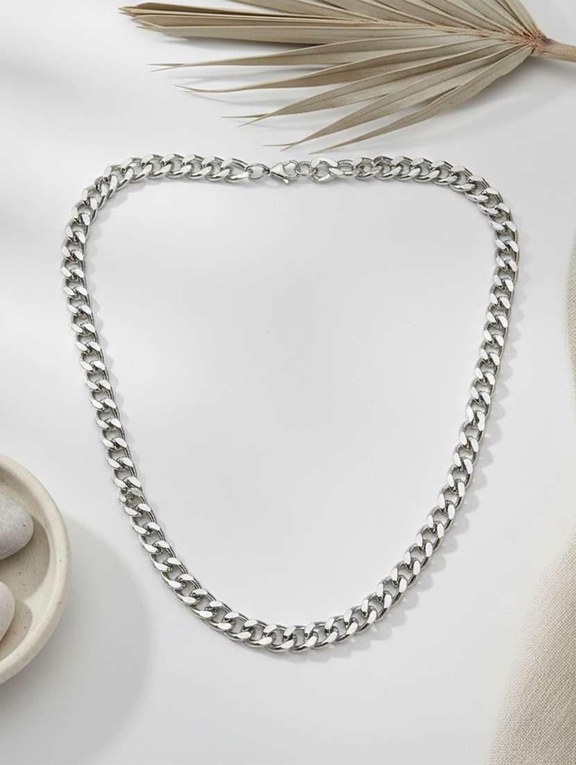 stainless steel anti tarnish silver plated heavy chain for men