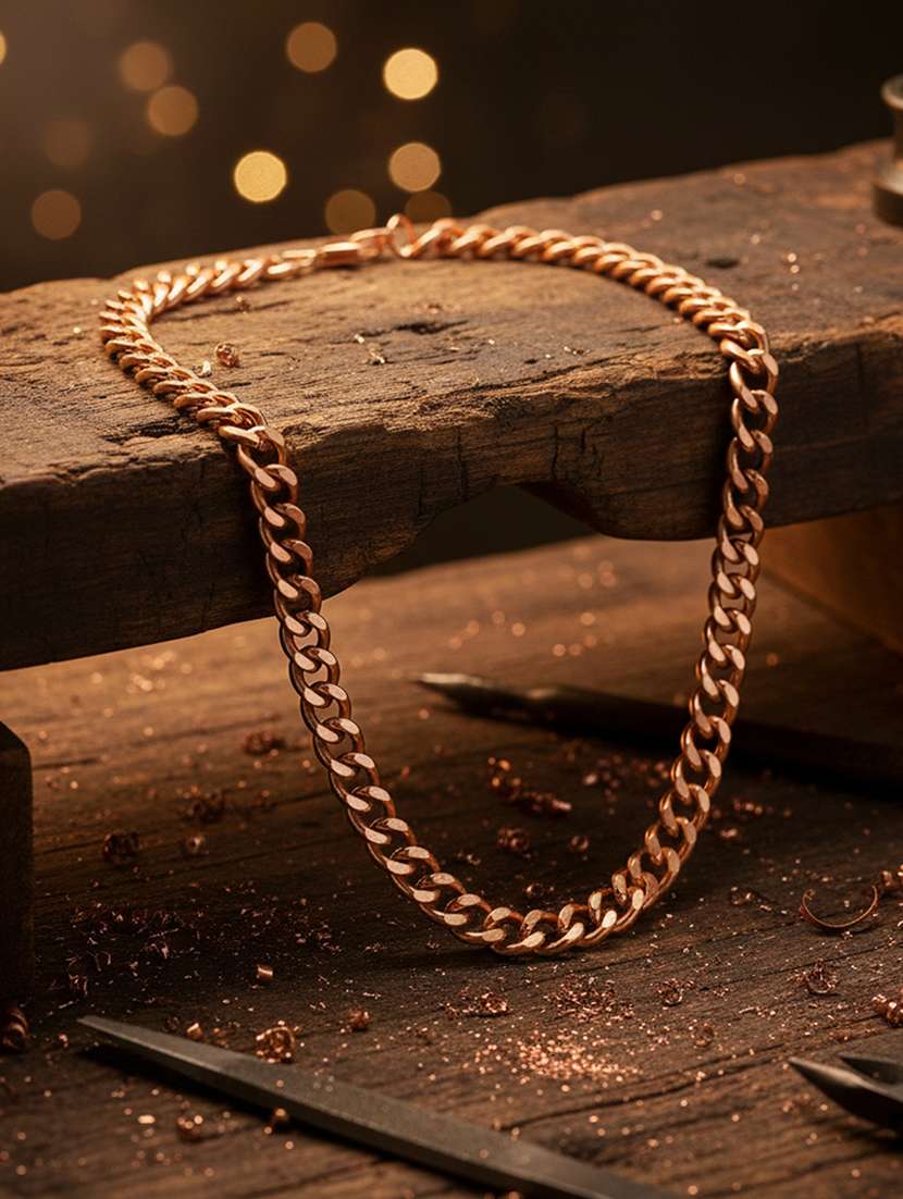 men brown brass fashion chain