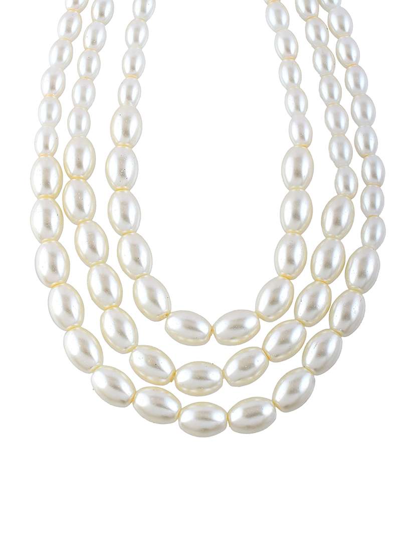 white pearl triple liner necklace for women - 22377313 -  Standard Image - 3