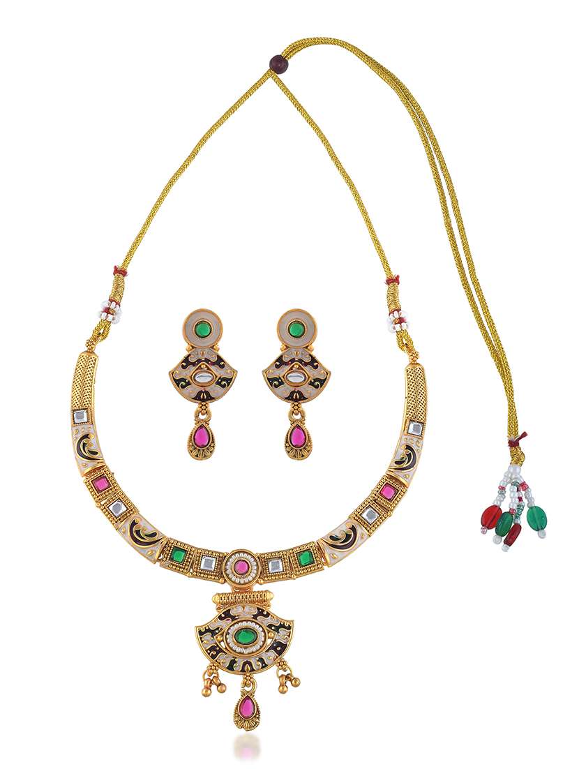 brass micron gold handmade thewa work necklace set f - 22377318 -  Standard Image - 3