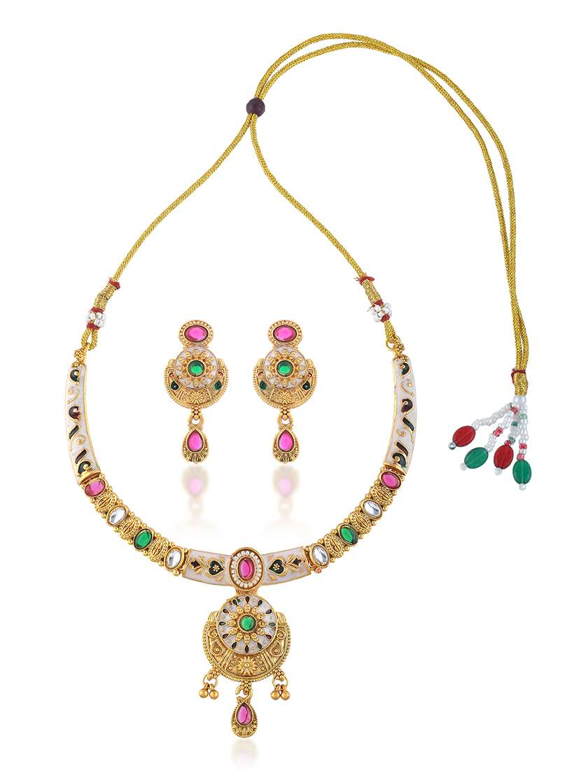 brass micron gold handmade thewa work necklace set f - 22377319 -  Standard Image - 3