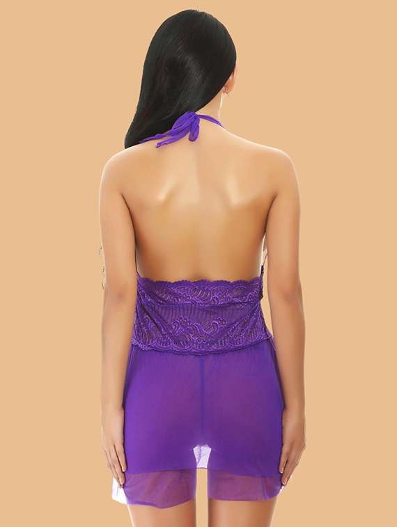 women self designed sleeveless lace babydoll - 22377377 -  Standard Image - 3