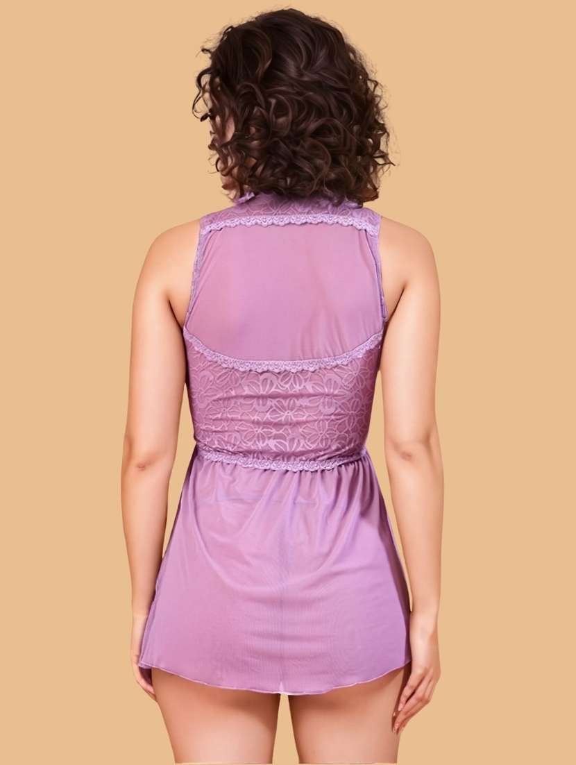 women self designed sleeveless lace babydoll - 22377384 -  Standard Image - 3