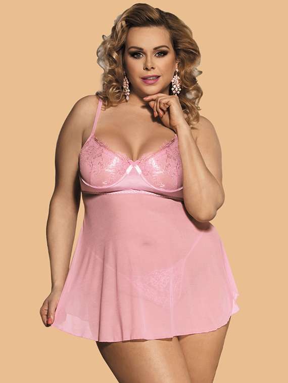 women self designed sleeveless lace babydoll