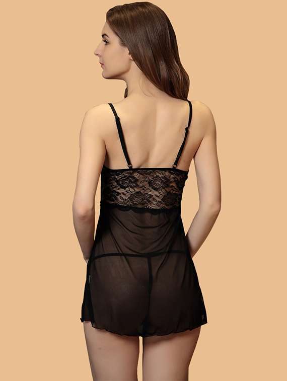 women self designed sleeveless lace babydoll - 22377395 -  Standard Image - 3