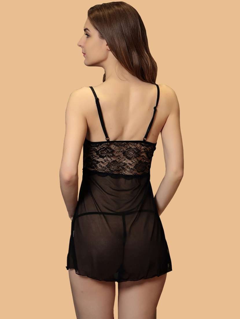 women self designed sleeveless lace babydoll - 22377395 -  Standard Image - 3