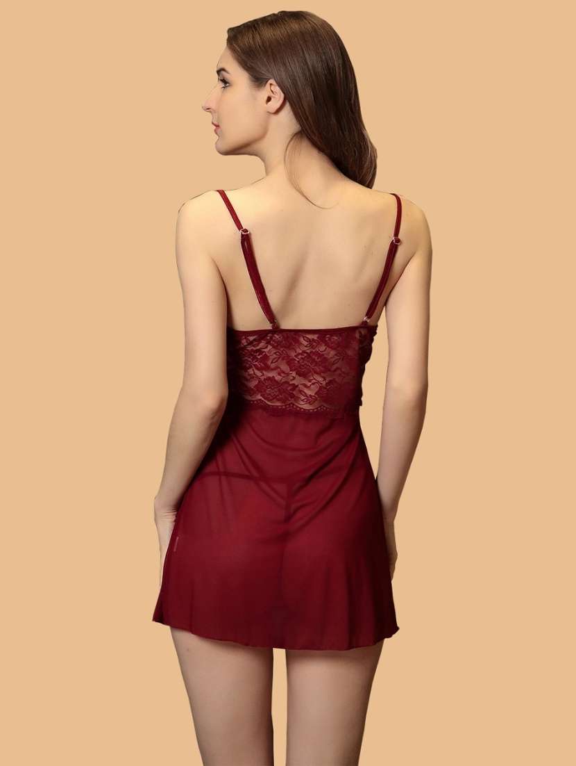 women self designed sleeveless lace babydoll - 22377399 -  Standard Image - 3