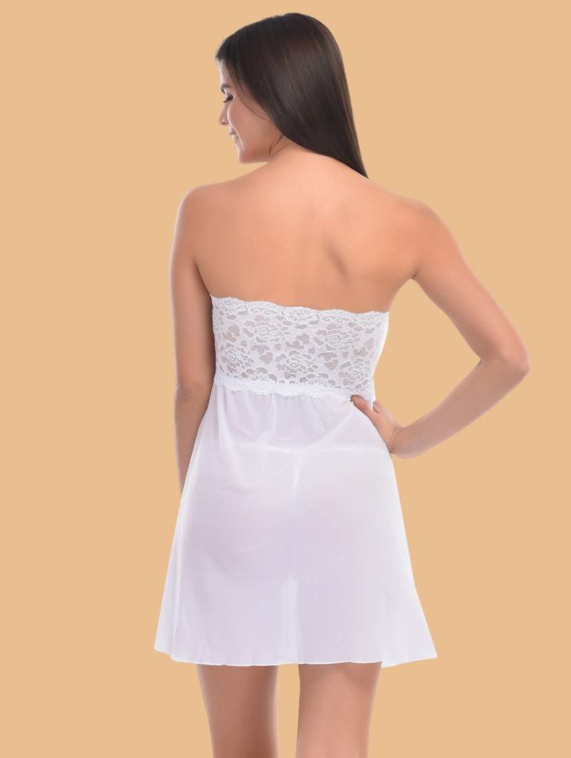 women self designed sleeveless lace babydoll - 22377403 -  Standard Image - 3