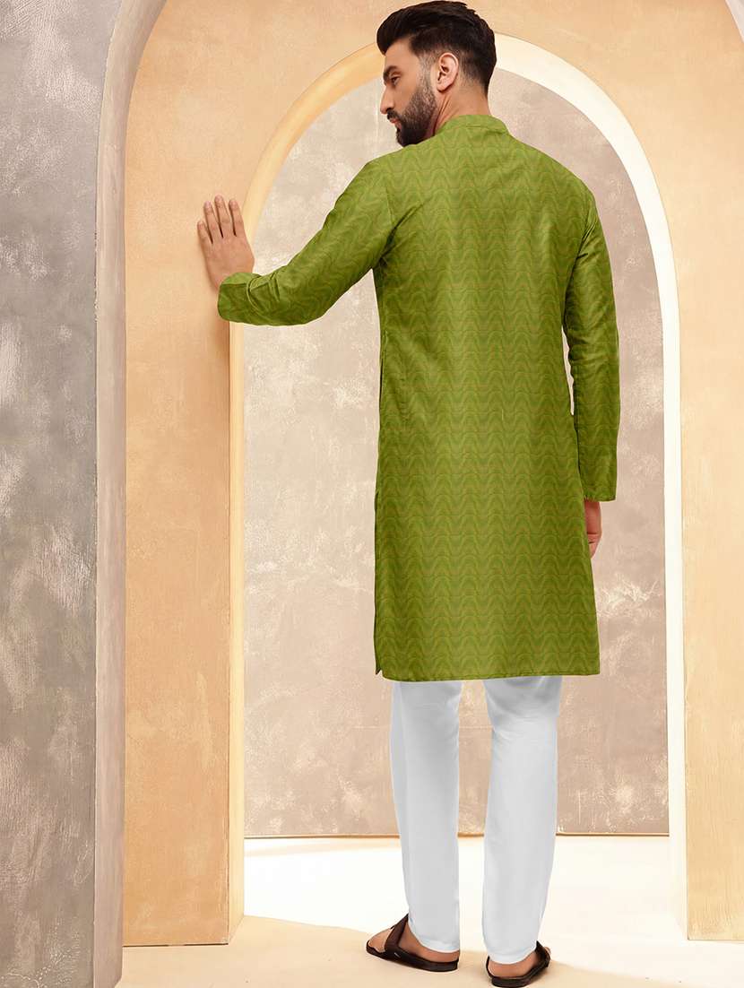 men self designed long sleeve kurta and pyjama set - 22377426 -  Standard Image - 3