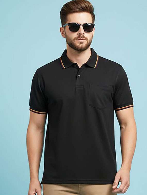 men solid short sleeve polo t-shirt