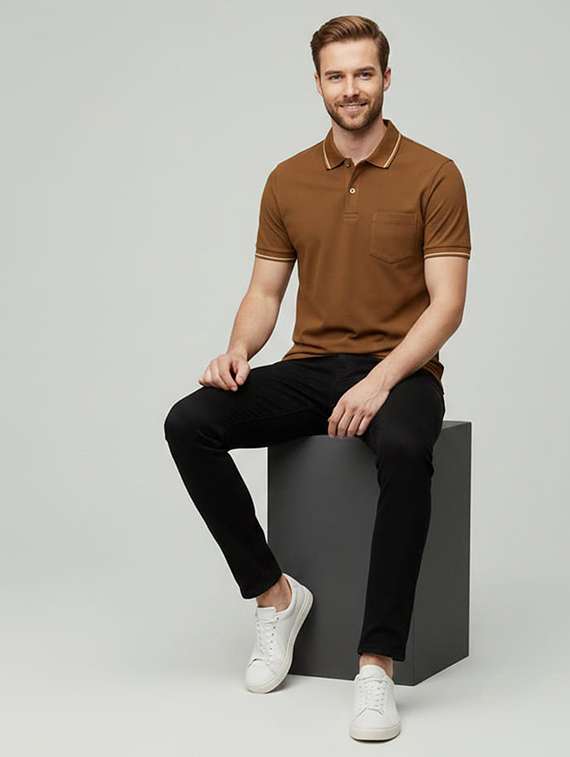 men solid short sleeve polo t-shirt - 22377431 -  Standard Image - 3