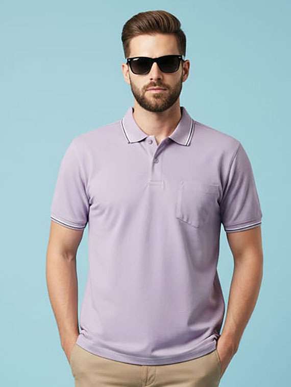 men solid short sleeve polo t-shirt